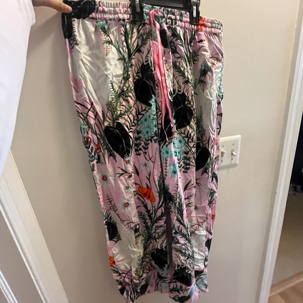 Pink Anthropologie cotton loose pants